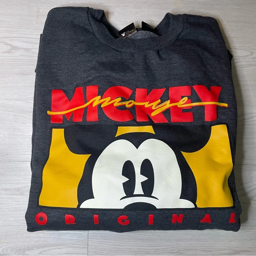 Unisex Disney Parks XL Mickey Mouse Charcoal Grey Crewneck Pull over sweatshirt - Picture 6 of 7